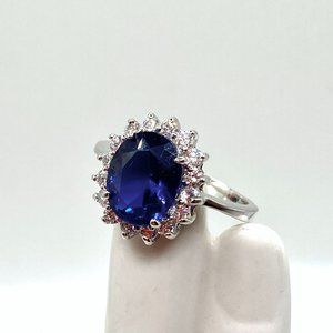 Womens Blue Stone Wedding Engagement Ring